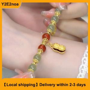 【Local shipping】 Chinese Style Lovely Beaded Bracelet Exquisite Lucky Wrist Chain Peanut Pendant Bangle Fashion Jewelry For Women Gifts