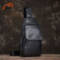 Men Casual Chest Bag Genuine Cow Leather Fashion Crossbody Black Trend Breast Messenger 7.9 Inch Ipad High Quality sling bag. 