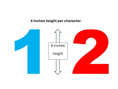 4 inches height Decal Number | 1pc number | Waterproof Sticker