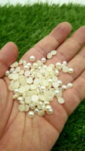 MUTIARA TINDIK MUTIARA PAKU SEPARUH HALF BEADS UKURAN 6MM WARNA BW KUALITAS AA PER 50 GRAM