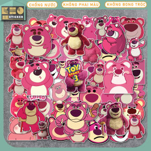 Combo 50 Sticker Gấu Dâu Tây chống nước sticker dán laptop điện thoại đàn guitar mũ bảo hiểm vali.