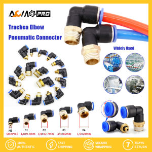 AumoPro PL Elbow 1/8" 1/4 3/8 1/2 Male Thread Inner Push Air Pneumatic Fitting 90 degree M5 Bspt Quick Connector Gas 4mm 6mm 8mm