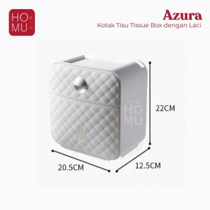 HOMU - AZURA Toilet Roll Holder Tahan Air / Kotak Tisu TIssue Box dengan Laci / Kotak Aksesoris Kamar Mandi