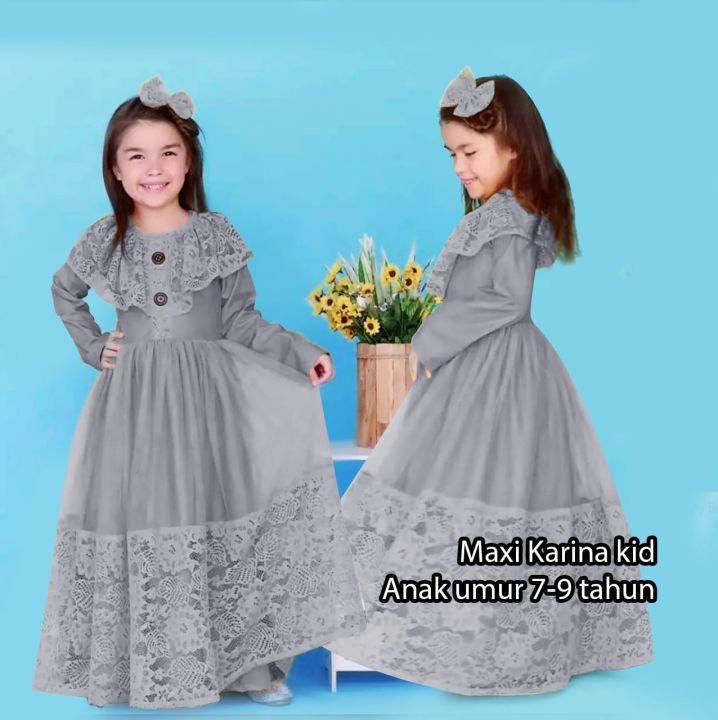 [ COD ] New! Maxi Karina Kid Baju Gamis Anak Umur 7-9Tahun / Gamis Anak ...