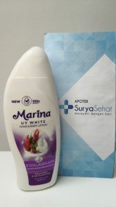 MARINA UV White E Hand & Body Lotion E Collagen Asta 185ml Kulit Tampil Lebih Cerah Merata & Terasa Kenyal