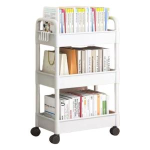 Compact 3 Shelf Rolling Cart Plastic Multi Purpose Organizers Movable Bathroom Storage Shelf For Closet Bathroom Storage