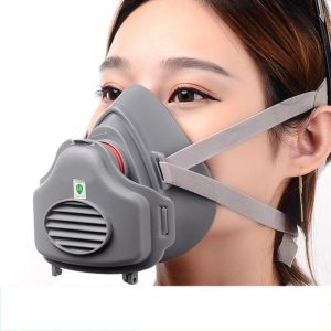 QFV5F ผ้าคอตตอน กันฝุ่น ครึ่งหน้า ป้องกันฝุ่นและฝุ่น อุปกรณ์ช่วยหายใจ ความปลอดภัยและความปลอดภัย ยาง ช่างไม้สำหรับงานไม้