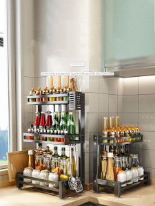 TOYOKO Rak Dapur Spice Rack Stainless Steel Kitchen Condiment Rack Seasoner Rack Seasoning Storage