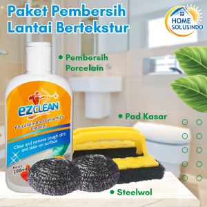 Paket Pembersih Keramik Kamar Mandi EZClean Porselen Sikat Kasar & Steelwol
