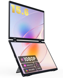 【SG Local Warehouse】ZSCMALL Portable Monitor Dual Touchscreen Laptop Screen Extender-15.6" Dual Monitor for Laptop USB-C HDMI Stacked Folding Triple Monitor Travel Display with Kickstand 75mm Standard VESA for Windows Mac