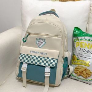 Balo học sinh cấp 2 cấp 3 chống nước dáng to giá rẻ vừa sách vở laptop 17 inch thời trang nữ xinh họa tiết caro