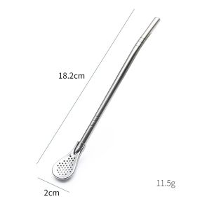 【BUY 1 TAKE 1】Removable 304 Stainless Steel Drinking Straw Tea Filter Yerba Mate Tea Straws Spoon Coffee Stirring Spoon Kitchen Gadgets Bombilla Gourd Reusable Straws Washable Drink Tool Bar Accessories