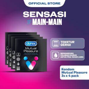 Durex Mutual Pleasure Kondom Gerigi Kondom Pria Tahan Lama 3s (4 pcs) - Condom with Benzocaine