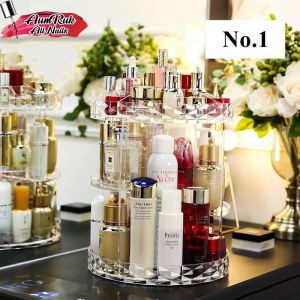ชั้นวางเครื่องสำอางค์ 3 ชั้น ทรงสูง หมุน 360 องศา ปรับความสูงแต่ละชั้นได้ ชั้นวางของ กล่องเครื่องสำอาง