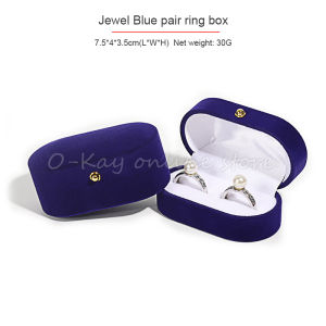 O-KAY Portable Velvet Jewelry Ring Box Trinket Packaging Case Double Slot Wedding Engagement Wedding Rings Earrings Storage Box Red Gray