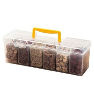 NUBE Trong suốt Hộp đựng gia vị Nhiều ngăn Có thể tháo rời Hộp đựng thực phẩm Chống ẩm Hộp đựng đồ nhà bếp Tổ chức quản lý gia vị