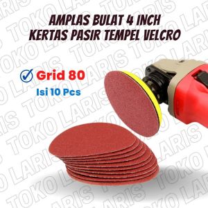 [10 PC] AMPLAS AMPELAS KERTAS PASIR BULAT TEMPEL VELCRO GRENDA GRINDA GURINDA 4" 4 INCH GRIT 60 80 100 120 150 240 400 SANDER SANDING