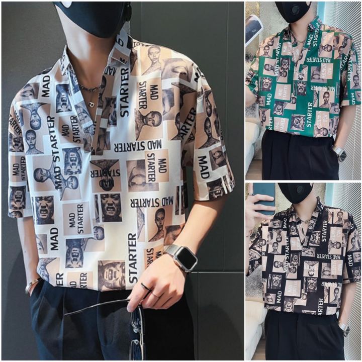 HUILISHI Oversized Casual Polo for Men Short Sleeve Graphic Prints