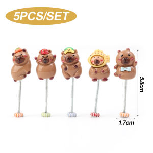15ชิ้นการ์ตูน Capybara เครื่องประดับตกแต่งภายในรถรูปปั้นเรซินประดับตกแต่งภายในรถสั่นหัวรถอุปกรณ์ตกแต่งภายใน