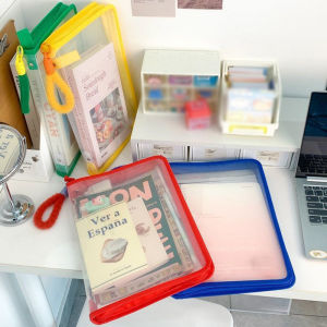 SHUNAICHI Ins Zipper File Bag Student Stationery Bag Organizer Cartoon Large Capacity Zipper Storage Bag File Bags With Handle Office