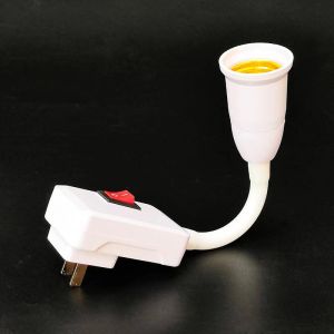 Flexible Extension US Plug E27 Bulb Socket Base Lamp Holder LED Light Adaptor with On/Off Switch