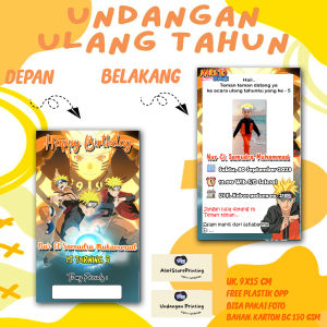 Undangan Ulang Tahun Anak NARUTO Custom Karakter  Free Foto Design dan Plastik