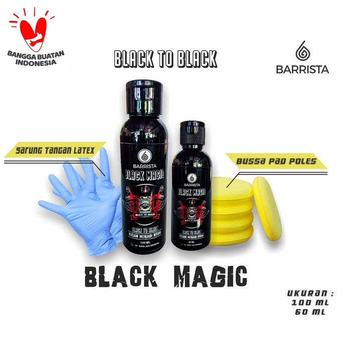 BLACK MAGIC Cairan Penghitam Menghitamkan Kembali Warna Hitam Pada Dashboard Mobil dan Body Motor