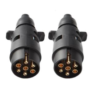 2Pcs Plastic Car Trailer 7 Pin Socket Plugs Wiring Connector Adapter Caravans Boats Horse Box Trailer Light Socket Plugs