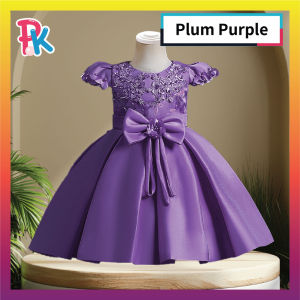 [12mth-4±yrs] Gaun Budak Perempuan Dress Princess Dress Soft Floral Pearl Lembut Gaun Birthday Gift Party Wedding Dress