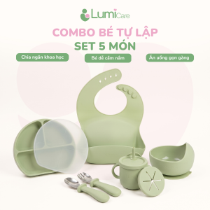 Combo ăn dặm Bé Tự Lập Lumicare - Set 5 món - Xanh lá