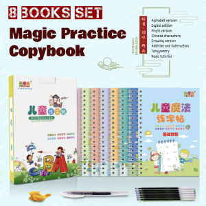 Magic Writing Copybook 8 Book Set Resuable Handwriting Copybook Writing Practice Alphabet Book for Kid Early Learning