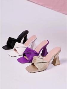 [Free Shipping] Fashionable womens flip-flop thick-heeled sandals 2026 summer new square-toed high-heeled sandals
