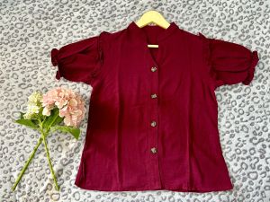 ATASAN SIMPEL BLOUSE CASUAL FULL KANCING MEWAH KERAH SHANGHAI VNECK TERBARU