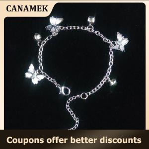 【 CANAMEK 】 Fashion Pretty Butterfly Bell Pendant Chain Bracelet Exquisite Charm Adjustable Wedding Bangle Cute Women Lady Jewelry Party Gift