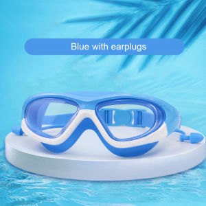 Kids Swimming Goggles | Large Frame Waterproof Anti-Fog High-Definition with Silicone Earplugs | Diving Goggles
