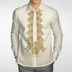 2026 Barong Tagalog for Men Long Sleeve Embroidered Formal Shirt Modern Filipino Elegant Business Attire Tops