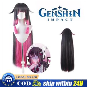 Impact Columbina Cosplay Wig Impact Damselette Colombina Fatui Cosplay Wigs 105cm Heat Resistant Synthetic