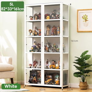 4/5Layer Bamboo Display Cabinet Acrylic 3-sided Transparent Glass Can Be Stored/toys/dolls for living room display