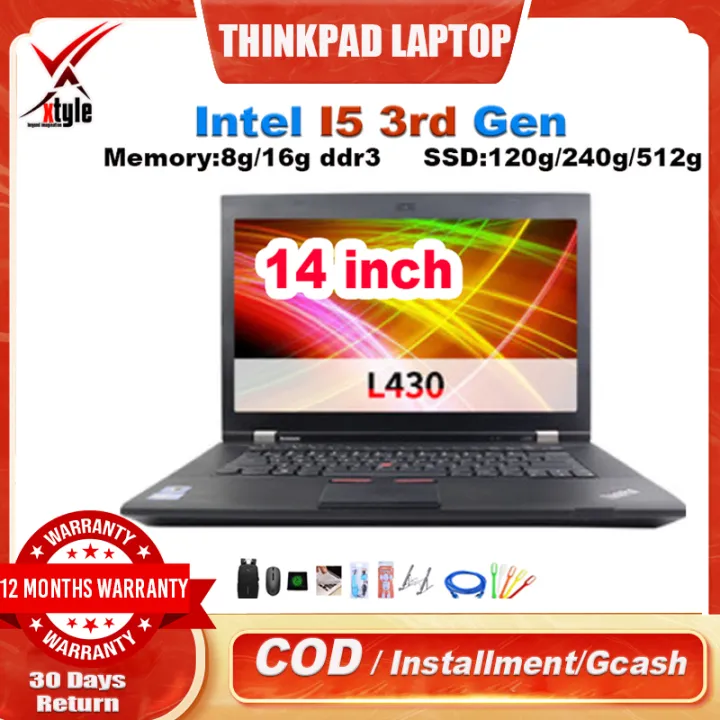 Lenovo Laptop L430 Thinkpad Intel Core i5 3rd Geneartion Processor 14  inches LED Screen Display 4G 8GB 16GB RAM 128GB 240GB 480GB SSD Storage