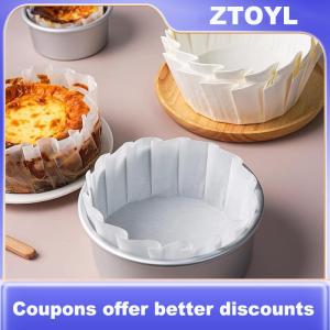 【ZTOYL】 Basque Cheesecake Oil Paper Tray Foldable Cake Mold Disposable Release Mousse Cake Paper Baking Oil Proof Edge Paper