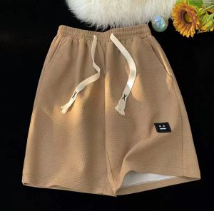 กางเกงขาสั้น กางเกงบาสเก็ตบอลชายหาดอินเทรนด์สำหรับผู้ชาย กางเกงลำลองทรงหลวมและอเนกประสงค์ขนาดใหญ่ ผ้าวาฟเฟิล