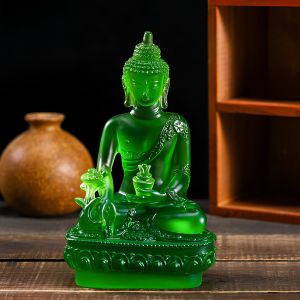 Tượng Phật Dược Sư size 18cm chất liệu Composite trong suốt giả lưu ly hàng cao cấp loại 1 nhập khẩu Đài Loan