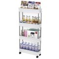 Home 4 Tier Utility Cart Rolling Cart White Office Wheels Metal Storage Cart Rolling Utility Cart Hooks Bathroom Cart Adjustable Shelves Mobile Storage Organizer. 