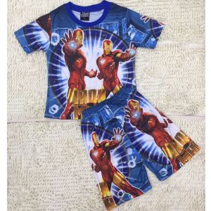 Happy Baby Kids Character/IronMan T shirt+Shorts For Boy Clothing Set Summer T shirt