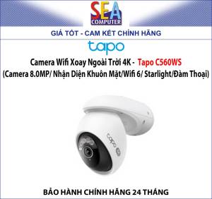 Camera Wifi Xoay Ngoài Trời 4K 8MP/ Nhận Diện Khuôn Mặt/Wifi 6/ Starlight/Đàm Thoại - Tapo C560WS