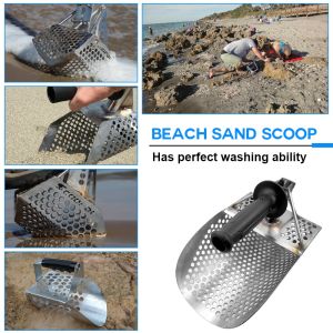 Sand Scoop Metal Detecting Metal Detector Scoop Stainless Steel Sand Sifter Shovel Fast Sifter Shovel Underwater Treasure Hunting Gold Hunter Hand Held Metal Detector