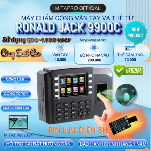 Máy Chấm Công Ronald Jack 9900C - Siêu Tốc Độ Pin Tích Hợp 10K User Độ bền cao