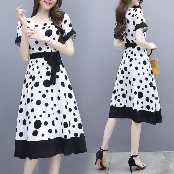 Polka Dot Vintage Chiffon Autumn Summer Dress Black Women Vestido New  Spring Retro Office Casual Dress Lazada PH