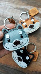 หมาชิบะ พวงกุญแจหนังแท้ อันเล็กน่ารัก ราคาถูก พื้นฐานสวย สุขภาพดี สะอาดหมาย ราคาถูก