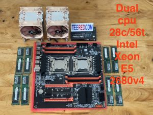 ชุด Mb x99 Dual M.2 x2 cpu intel Xeon E5 2680v4 dual 28c/56t 2.4-3.3ghz Ram ecc ddr4 32gb-256gb/เพิ่ม M.2 nvme ได้